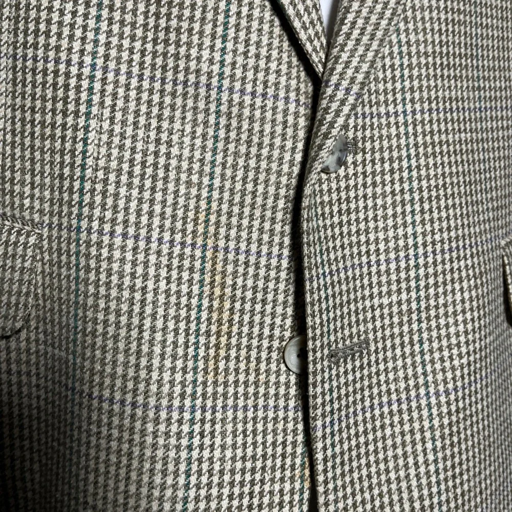 Corbin‎ Ltd Sport Coat Mens 46R Tan Brown Houndstooth Wool Vintage Blazer USA